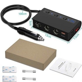 Resim Pazly 180w Araba Şarj Cihazı - 4 Usb Hızlı Şarj, Voltmetre Ve Çakmak, Siyah-kırmızı 