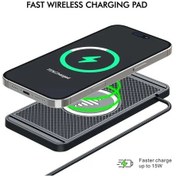 Resim Turcoshop11 Siyah 15w Kablosuz Araba Şarj Cihazı İphone Uyumlu Samsung Hızlı Şarj Pedi Şarj İstasyonu 