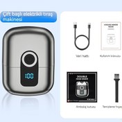 Resim Erkek Tıraş Makinesi Sınır Ötesi Yeni Elektrikli Tıraş Makinesi Manyetik Emme Ucu Mini Taşınabilir Çift Başlı Tıraş Makinesi Tabanca Gri 