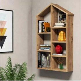 Resim Woody Life Woodylife Dekoratif Ev Temalı Kitaplık Ofis Çocuk Odası Kitap Duvar Rafı 