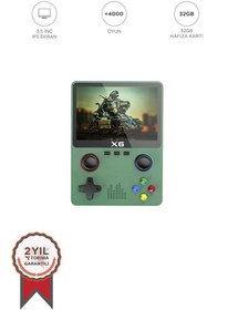 Resim Torima X6 Yeşil 4000+ Klasik Oyunlu 3.5 İnç IPS Ekran Kablosuz Atari Retro Oyun Konsolu 