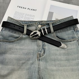 Resim 1 adet Mermi Kemer 2024 Yeni Tasarım Vintage Gümüş Tokalı Kadın Bel Bandı 