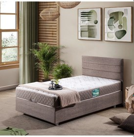 Resim Sofia Tek Kişilik Baza Başlık Comfort Yatak Seti Açık Kahve 90 x 200 