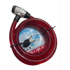 Resim Motosiklet Halat Kilit Anahtarlı 25 Mm 200 Cm Kırmızı 