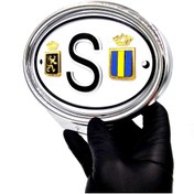 Resim BsElektronik Etiketçilere Özel Oval Çerçeveli Kabartmalı S Harfi Gümüş Tasarım Ülke Bayraklı 