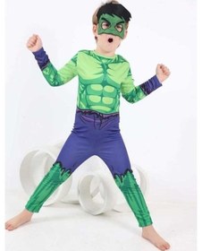 Resim Zyzqstore Hulk Çocuk Kostüm Pijamaskeli, Kırmızı, Boyut M, Çocuklar İçin Kostüm Seti Açık Mavi 