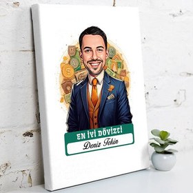 Resim Karikatürlü En Başarılı Erkek Dövizci Kanvas Tablo 