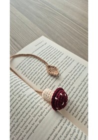 Resim Bordo Mantar Amigurumi Kitap Ayracı Kitap Aksesuarı Hediyelik 