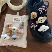 Resim 2 adet Peluş Köpek Ayakkabı Şansları Seti, Sevimli ve Tatlı Tasarım, Polyester Fiber Ayakkabı Bağcıkları Aksesuarları, Çok Yönlü Moda Ayakkabı Süslemeleri 