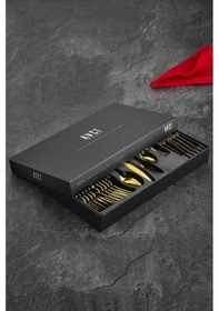 Resim Avcı Klas Titanyum Gold 36 Parça Çatal Kaşık Bıçak Takımı Altın 
