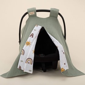 Resim Puset Örtüsü - Çift Taraflı - Koyu Yeşil Örgü - Galaksi ve Harfler 