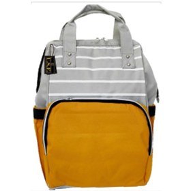 Resim U.S.F Lüx Fonksiyonel Anne Bebek Bakım Sırt Çantası Gri - Sarı 