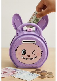 Resim Kilitli Metal Kumbara Sevimli Tavşan Figürlü Kulaklı Çocuklar İçin Para Biriktirme Kumbarası P-m Çok Renkli 