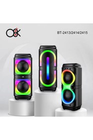 Resim LEERFEI BT-2414 Taşınabilir Bluetooth Hoparlör 4x2 İnç Rgb Işıklı Speaker 