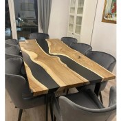 Resim Abronya Epoksi Yemek Masası Dalgalı Siyah Epoksi Masa 1 Adet 