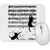 Resim Baskı Dükkanı Yaramaz Komik Müzik Notalı Kedi Cat Mouse Pad 