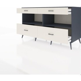 Resim Kronos Konsol 2 Raflı 4 Çekmeceli 176x59x99 Antrasit-antrasit/ay Antrasit-antrasit/aytaşı 