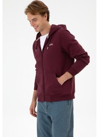 Resim U.S. Polo Assn. Erkek Regular Fit Koyu Bordo Şardonlu Örme Hırka 50313755-VR177 