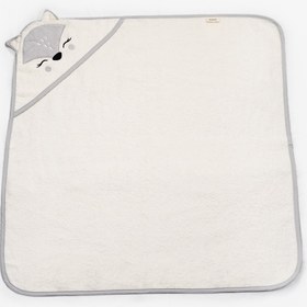 Resim Kanz Bebek Kundak Havlu %100 Pamuk Nakışlı 75x75cm - Fox Gri 