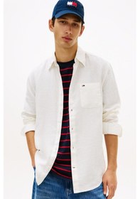 Resim Tommy Hilfiger Tjm Erkek Regular Ekru Keten Gömlek-15173 