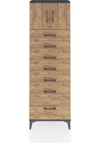 Resim Arges Dolap Tek Raflı 7 Çekmeceli 2 Kapaklı 60x30x182 Antrasit-çam Antrasit 