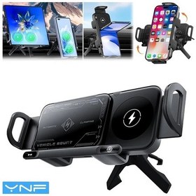 Resim Xuweiwei Gri Ynf Kablosuz 15w Hizli Sarjli Araç Telefon Tutucu 3u 1 Arada Otomatik Sikma İphone Samsung Uyumlu 