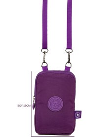 Resim Newish Polo Cerff Leather Clup Krınkıl Su Geçirmez Telefon Bölmeli Omuz Çantası Mor (19x12) 