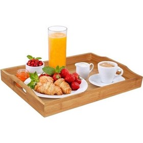 Resim Bambu Tepsi Kulplu Çay Kahve Servis Tepsisi Bambu 