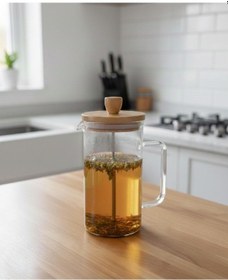 Resim Bambu French Press 1000 Cc Bitki Çayı Filitre Kahve Bambu - Şeffaf 