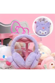 Resim So Iconic Sanrio Kuromi Sevimli Mor Renk Peluş Kulaklık 