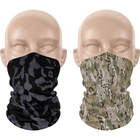 Resim Dair Kamuflaj Desenli 2'li Set Boyunluk Bandana Outdoor Balaklava Yüz Maskesi Kafa Bandı 