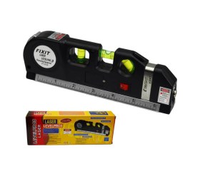 Resim Folinda 4'lü Lazer Seviye Cihazı: Metre, Halka Seviye, Düz Çizgi Ve Açı Ölçer - Pil İle Teslimat 