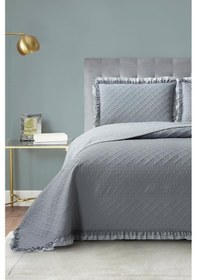 Resim Roma Elyaf Dolgulu Çift Kişilik 240x260 Cm Yatak Örtüsü Antrasit Antrasit 