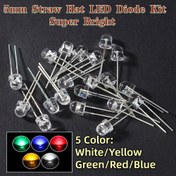 Resim 50-100 adet 5mm Şeffaf Pipet Şapka LED Diyot Süper Parlak F5 Güç Işık Yayan Diyotlar Mavi Yeşil Kırmızı Sarı Beyaz DIY 
