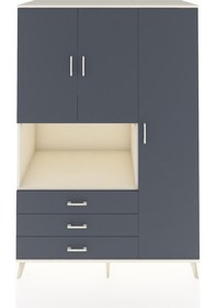 Resim Kronos Dolap 7 Raflı 3 Çekmeceli 3 Kapaklı 132x59x195 Aytaşı-antrasit/antrasit Antrasıt/antrasıt 