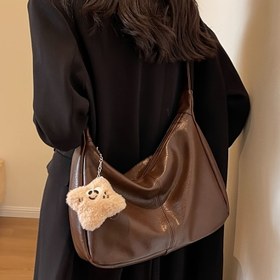 Resim Yumuşak Büyük Kapasiteli Minimalist Tote Çanta, Çapraz Askılı ve Fermuarlı Bir Şekilde Şık Bir Şey İçerir. 
