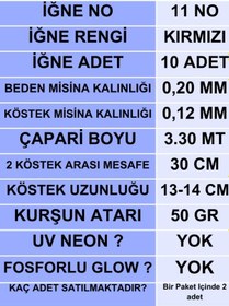 Resim Ea genset İstavrit Çapari 20x12 11 No 10 Kırmızı İğneli 2li Paket 