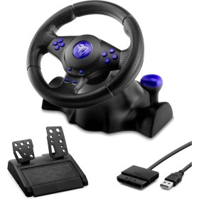 Resim Zenvia Oyuncu Direksiyon Seti 180° 3ın1 Ps3/ps2/pc Siyah VW9803 