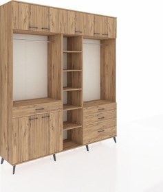 Resim Hyperion Dolap 11 Raflı 4 Çekmeceli 2 Askılı 220x44x243 Çam-çam/çam Atlas Çam/atlas Çam 