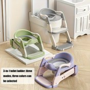 Resim 3'ü 1 Arada Taşınabilir Tuvalet Eğitimi Sandalyesi - Ayarlanabilir, Katlanabilir Basamaklı Step Stool, Güvenlik Kemerli, Karışık Renkler, Plastik - Ev Kullanımı, Merdivenler ve Eğitim için Mükemmel 