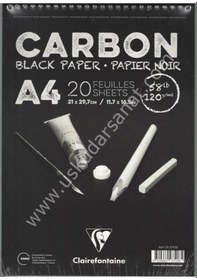 Resim Clairefontaine Carbon Çizim Blok A4 120 Gr. 20 Yaprak Üstten Spiralli Siyah 