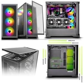 Resim Green Griffin G9 7X120/140MM Fan Argb 2x3.0usb 1x3.1 Gen2 Type-C Tempered Oyun Bilgisayar Kasası 