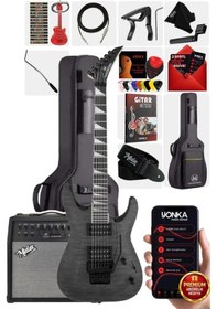 Resim Maxword Grade-50amp Gray Rosewood Yüksek Kalite Floyde Rose 50w Amfili Elektro Gitar 