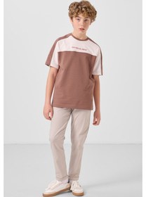 Resim Tommy Life Taş Standart Fit Dokuma Hafif Esnek Chino Erkek Çocuk Pantolon - 11272 Taş 