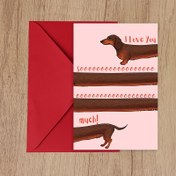 Resim Dachshund Temalı Aşk Kartı ve Zarf - Sevgililer Günü & Yıldönümleri İçin Mükemmel, Eş veya Partner İçin Romantik Bir İfade 