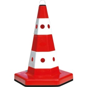 Resim Evelux Klasik Kedi Gözlü Trafik Konisi 50 cm Ağırlıklı Trafik Dubası 