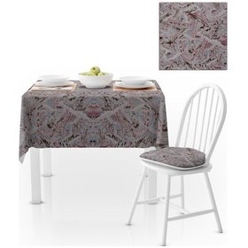 Resim Sulu Boya Desenli Pembe Vizon Dijital Baskılı Petek Dokuma Masa Örtüsü 140x220 