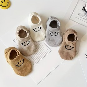 Resim Sevimli Neşeli Yüz Tasarımlı Nefes Alabilir Pamuklu Çocuk Ayak Bileği Çorapları 5'li/Paket veya 2'li Paket - Erkek ve Kızlar için Görünmez Düşük Kesim Spor Çorapları 2-15 Yaş, İlkbahar/Yaz Günlük & Spor Giyim (Makinede Yıkanabilir), Çocuk Spor Kıyafetleri, Havalandırmalı File Kumaş 