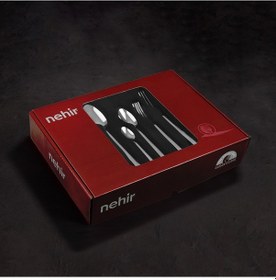 Resim Nehir Deniz Saten 12 Kişilik 84 Parça Deri Kutulu Çatal Kaşık Bıçak Takımı Gümüş 