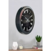 Resim Bahat Salon Ofis Duvar Saati Gri Metal Çerçeve 36 cm 